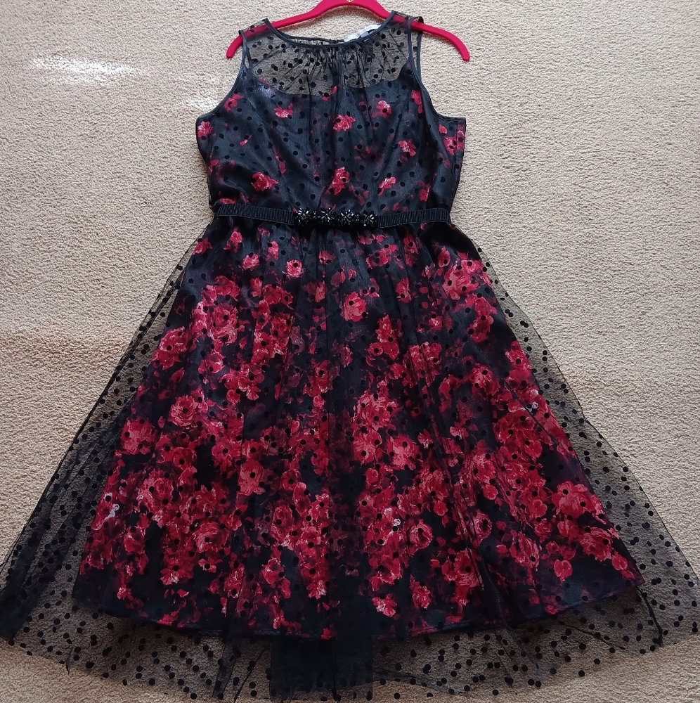 Black and Red Floral Dress